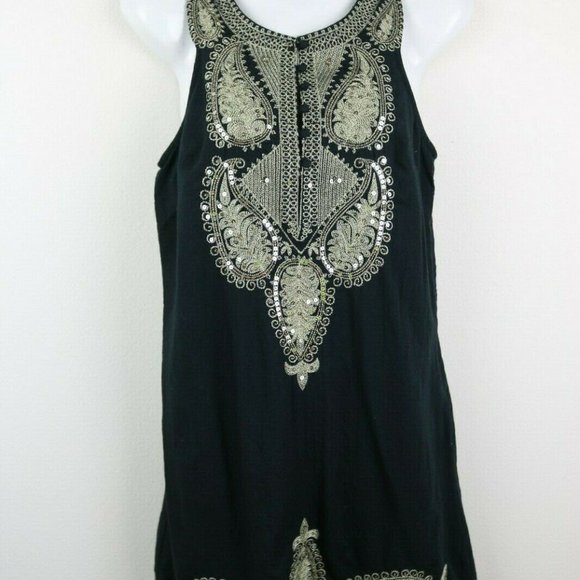 Free People Dress Sleeveless Sequins Buttons Dress - Picture 2 of 6